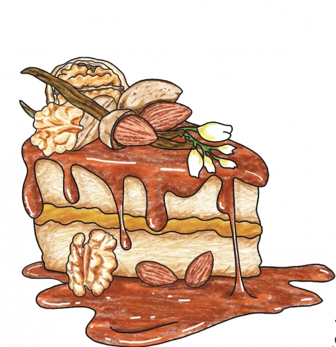 Алмонд Волнат Ванилла Карамел Кейк