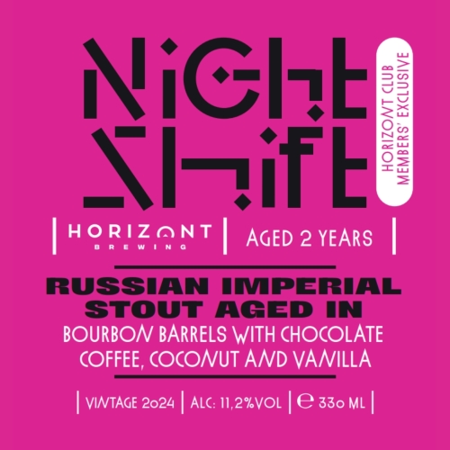 Найт Шифт Винтаж 2024 - Русский Империал Стаут Эйджд Фор Ту Йеарс Ин Бурбон Баррелс Виз Чоколат, Кофи, Коконат Энд Ванилла