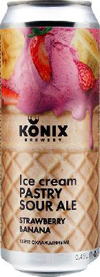 коникс мороженое портер  банан клубника / konix ice cream banan strawberry  ж/б (0,45 л.)