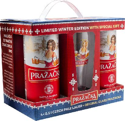 пражечка лимитед винтер эдишн / pražačka limited winter edition набор (4 ж/б *0,5 + бокал)
